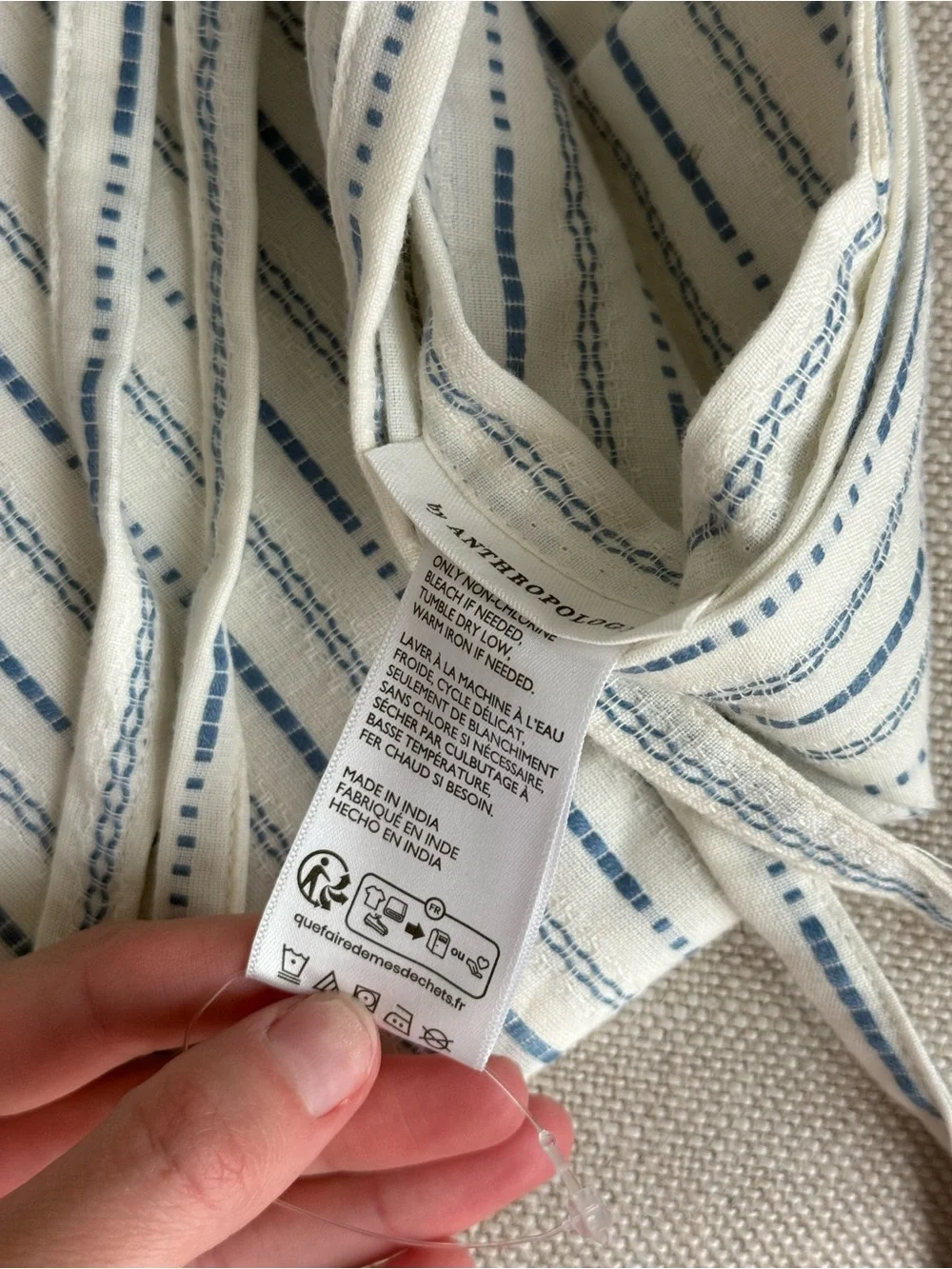 Anthropologie Karin Woven Cotton Blend Striped Tie-Top Cafe Curtain, Set of 2
